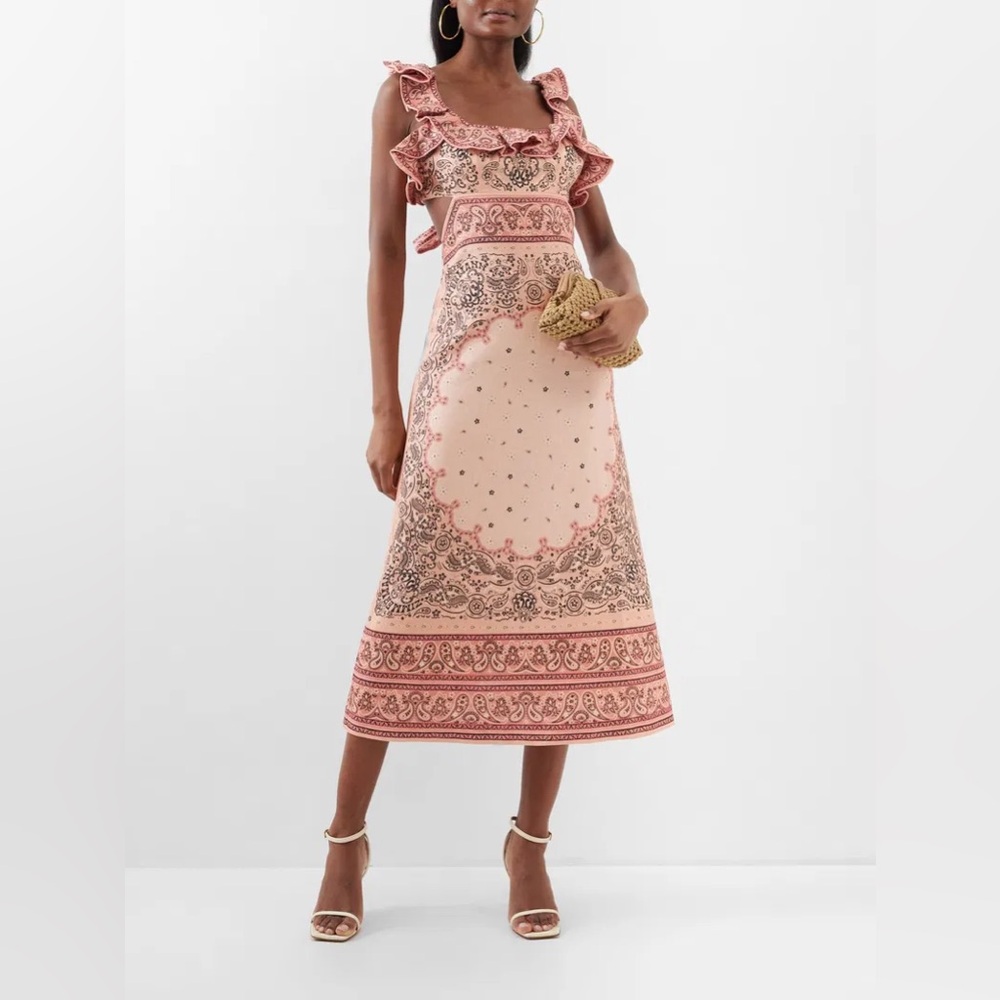 NWOT Zimmermann Matchmaker Paisley Linen Midi Dress 3